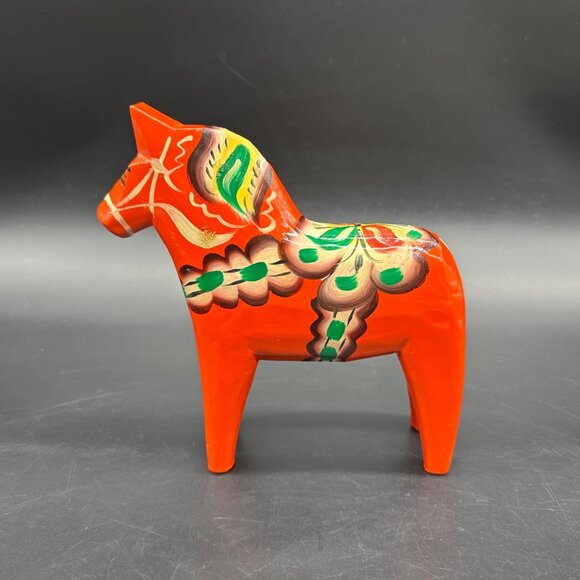 Vintage Dala Horse Figurine Nils Olsson Sweden Red Wooden Hand Painted Swedish - Picture 4 of 10